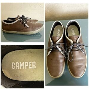 Camper Men’s Pursuit Brown Leather Low Top Casual Minimalist Shoes Sz 41 / 8 US